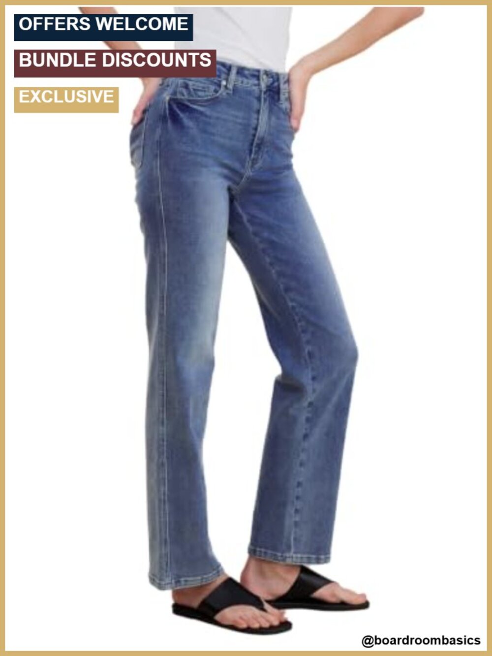 High Rise Curvy Straight Leg Jeans Butt Lifting Stretchy Denim